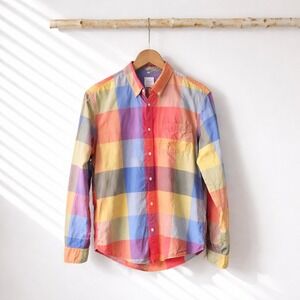 Gap Lived-In Mens L Multicolor Patchwork Plaid Check Cotton Button Down Shirt